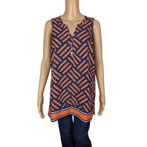 Mud Pie Blue and Orange Game Day Sleeveless Top M